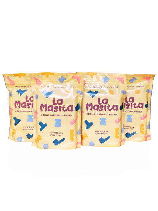 Pack 4 Bolsas Arcilla La Masita para profesores Montessori y Waldorf en el aula
