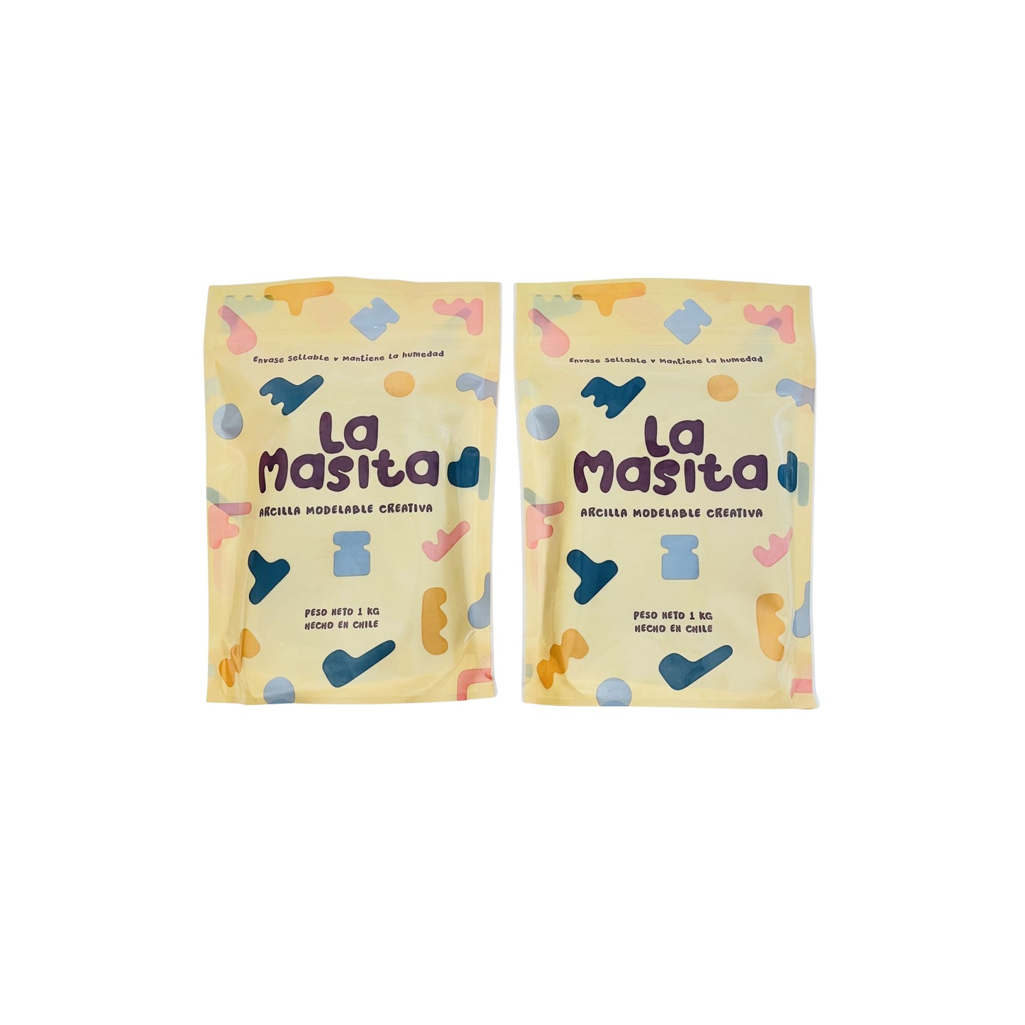 2 bolsas de arcilla modelable 1 kilo La Masita incluidas en Kit Pro
