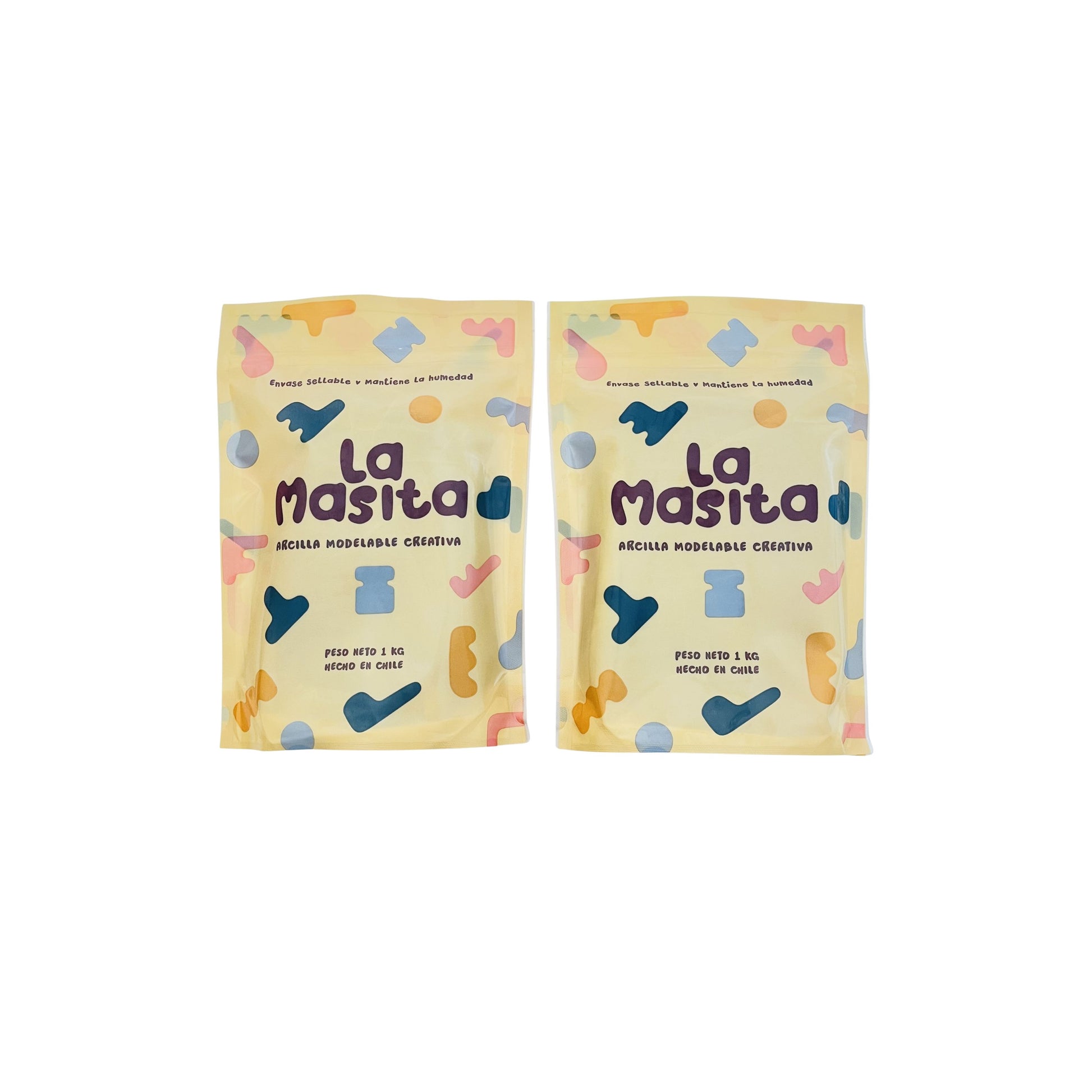 2 bolsas de arcilla modelable 1 kilo La Masita incluidas en Kit Pro