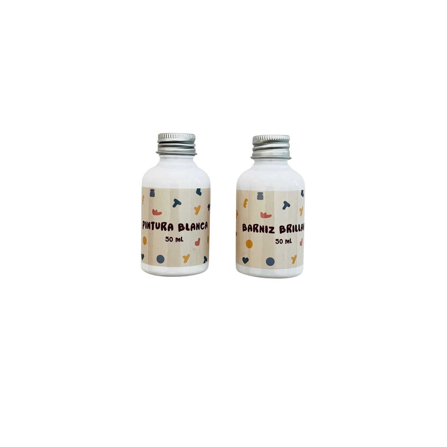 Pintura blanca acrílica 50ml y barniz brillante - Kit Cerámica Pro
